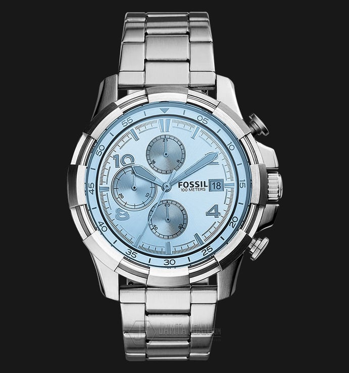 Fossil FS5155 Men Dean Chronograph Silver Dial Stainless Steel Strap