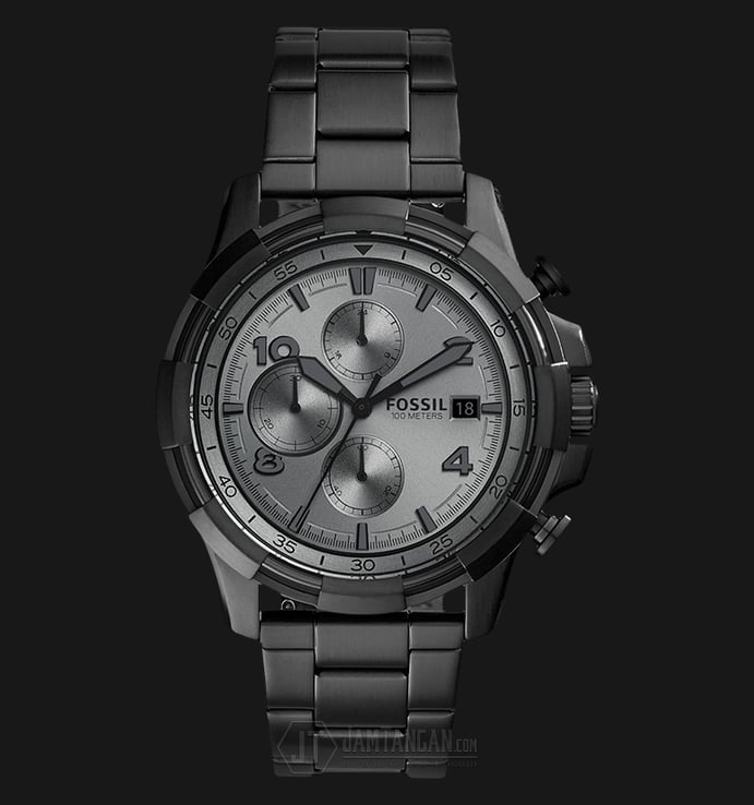 Fossil FS5213 Men Dean Chronograph Grey Dial Stainless Steel Strap