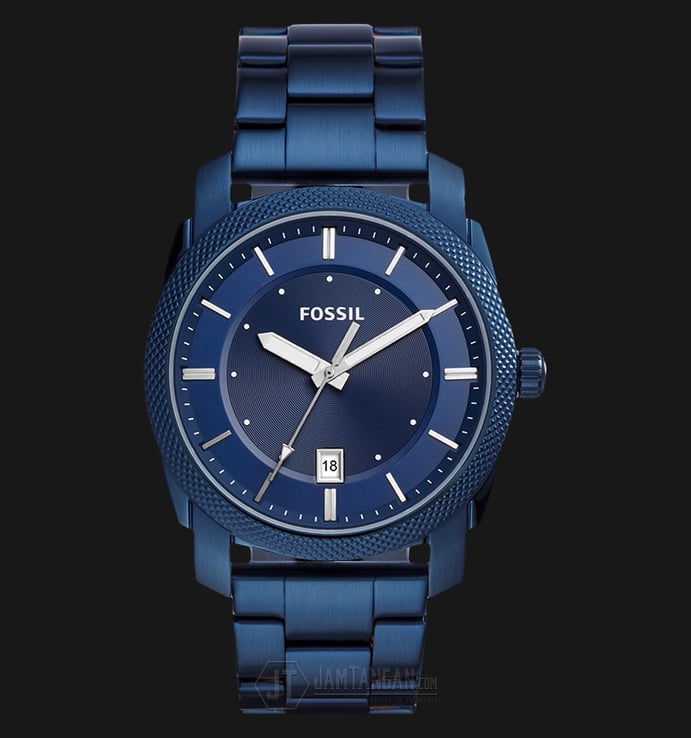 Fossil FS5231 Machine Blue Dial Date Display Men Blue Stainless Steel