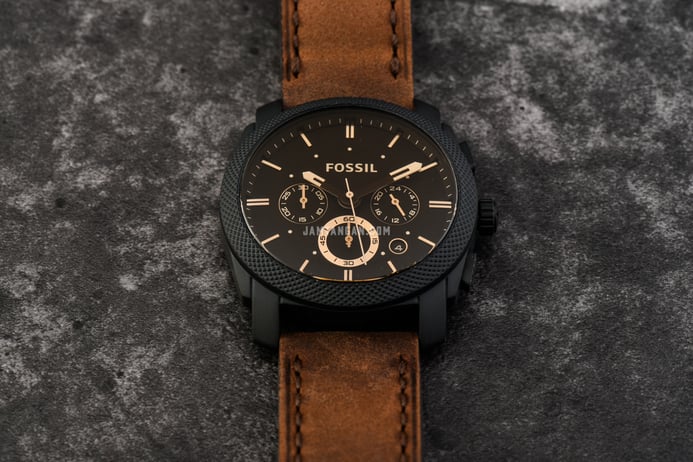 Fossil Machine FS5251SET Chronograph Dark Brown Dial Brown Leather Strap with Extra Bracelet