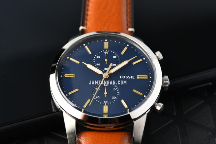 Fossil Townsman FS5279 Chronograph Blue Dial Brown Leather Strap