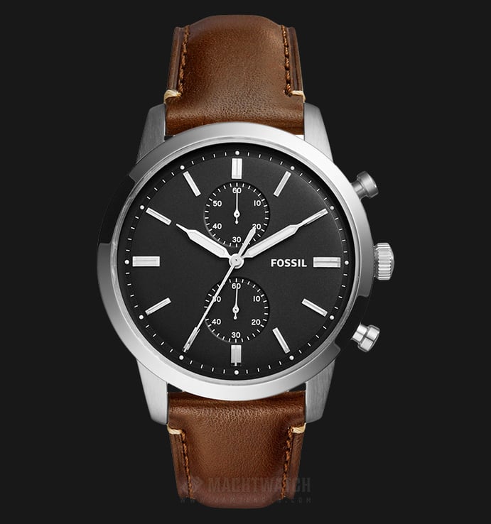 Fossil FS5280 Townsman Chronograph Black Dial Brown Leather Watch