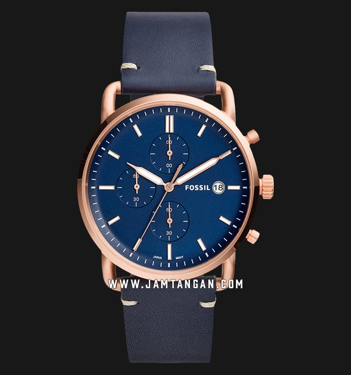 Fossil FS5404 The Commuter Chronograph Blue Dial Blue Leather Strap