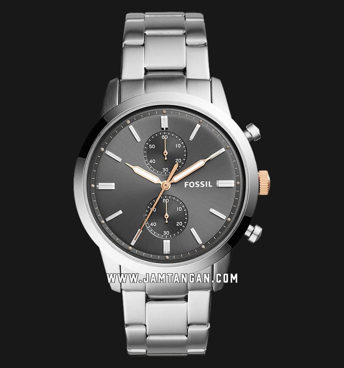 Fossil Townsman FS5407 Chronograph Men Grey Dial Stainless Steel Strap
