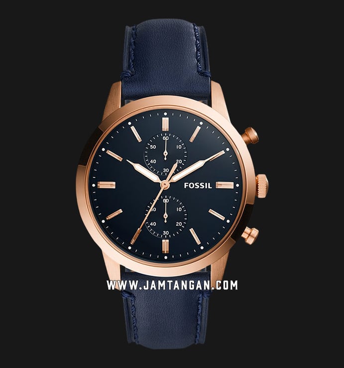 Fossil FS5436 Townsman Chronograph Blue Dial Navy Blue Leather Strap