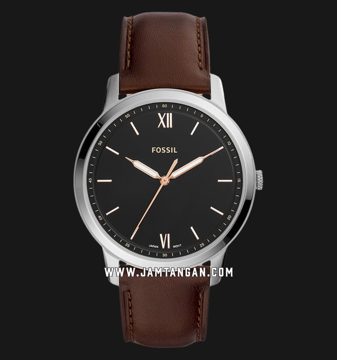 Fossil FS5464 The Minimalist Men Black Dial Brown Leather Strap