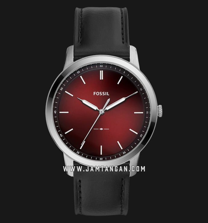 Fossil FS5493 The Minimalist Men Red Dial Black Leather Strap