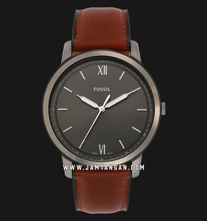 Fossil FS5513 The Minimalist Black Dial Brown Leather Strap