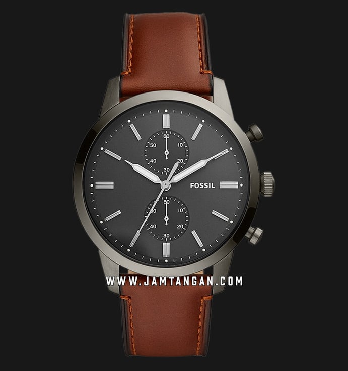 Fossil Townsman FS5522 Chronograph Grey Dial Brown Leather Strap
