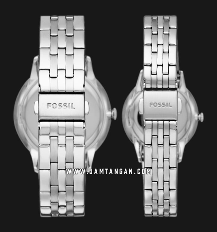 Fossil FS5562SET His And Her White Dial Stainless Steel Strap
