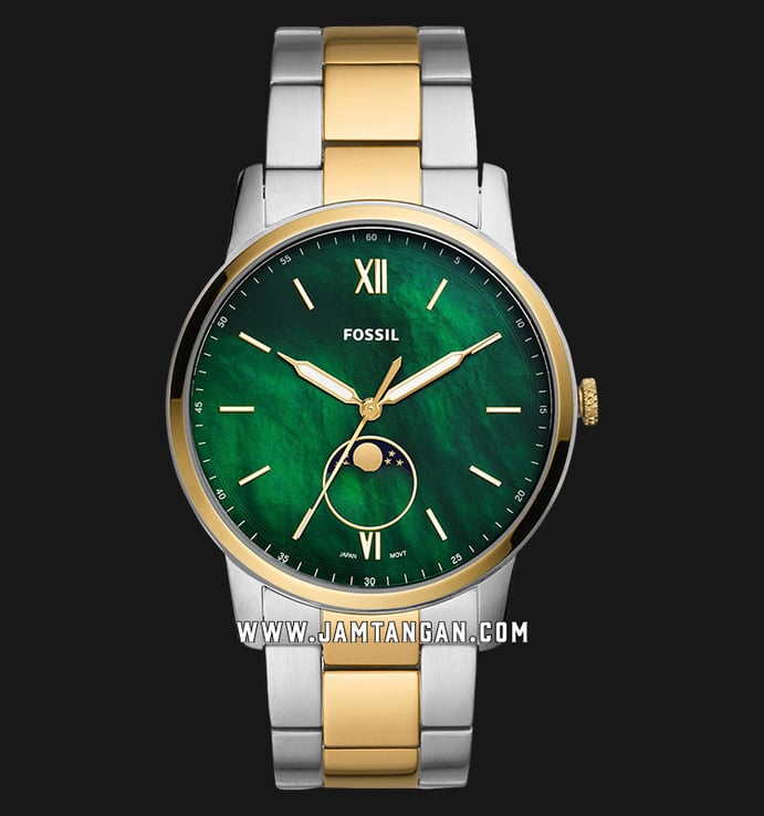 Fossil Minimalist FS5572 Green Mother of Pearl Dial Dual Tone Stainless Steel Strap