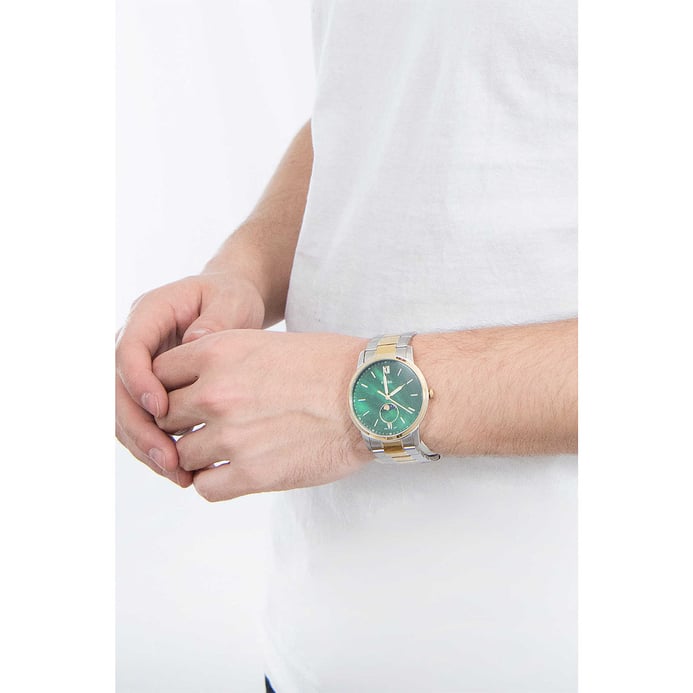 Fossil Minimalist FS5572 Green Mother of Pearl Dial Dual Tone Stainless Steel Strap