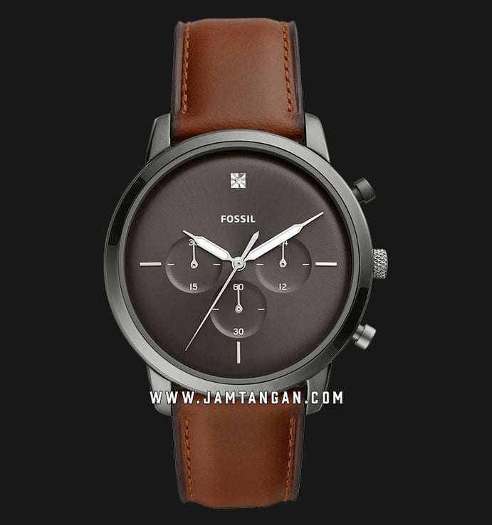 Fossil FS5582 Neutra Chronograph Mens Grey Dial Brown Leather Strap