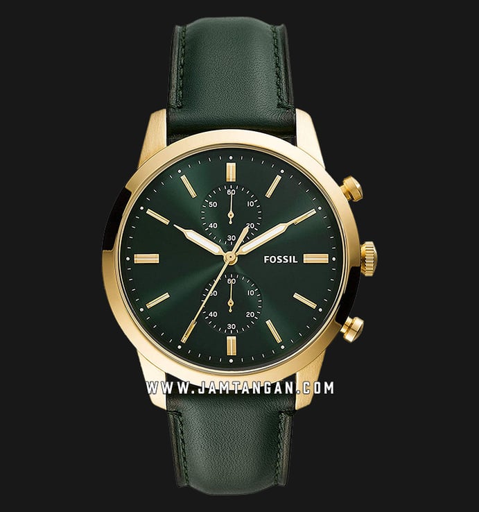 Fossil FS5599 Townsman Chronograph Mens Green Dial Green Leather Strap