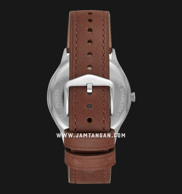 Fossil FS5610 Forrester White Dial Dark Brown Leather Strap