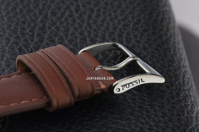 Fossil Copeland FS5664 Mens Grey Sunray Dial Brown Leather Strap