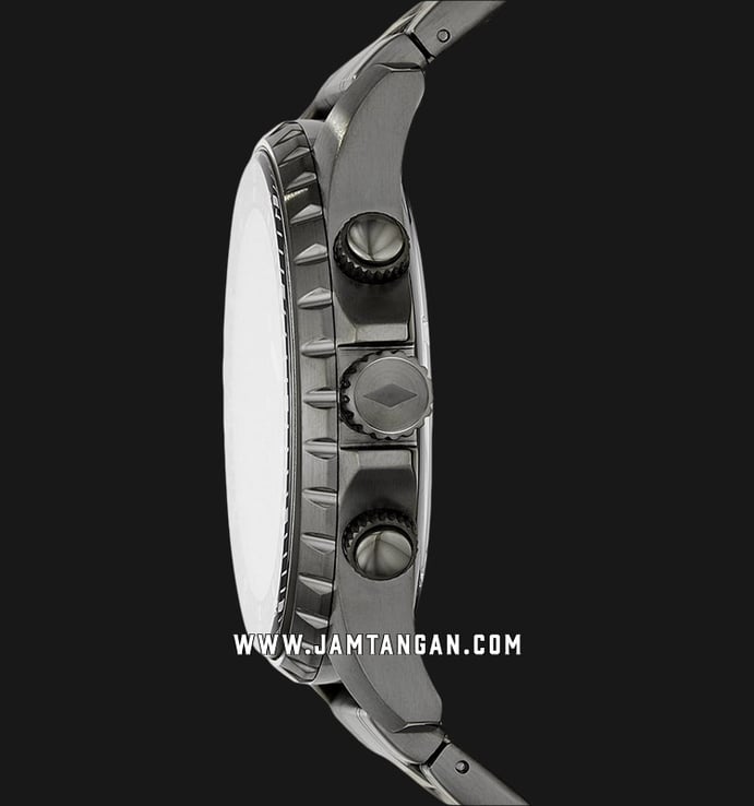 Fossil Dillinger FS5673 Chronograph Men Black Dial Gunmetal Stainless Steel Strap