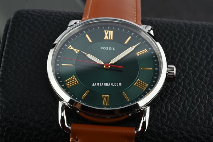 Fossil Copeland FS5737 Men Green Dial Brown Leather Strap