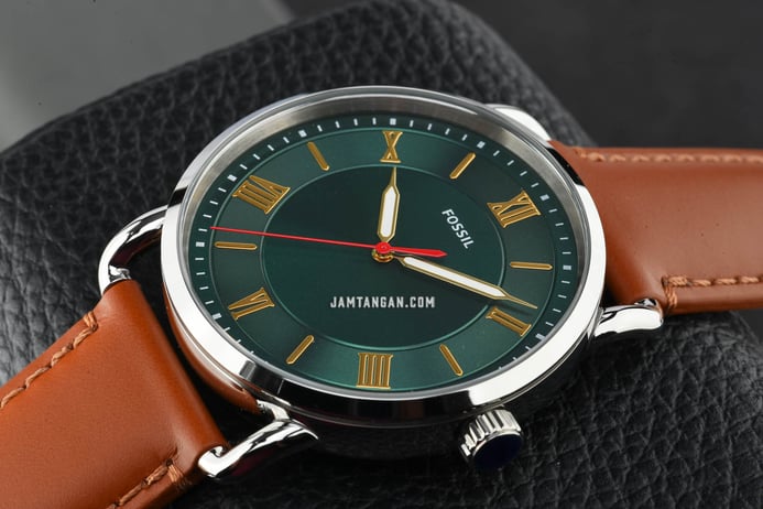 Fossil Copeland FS5737 Men Green Dial Brown Leather Strap