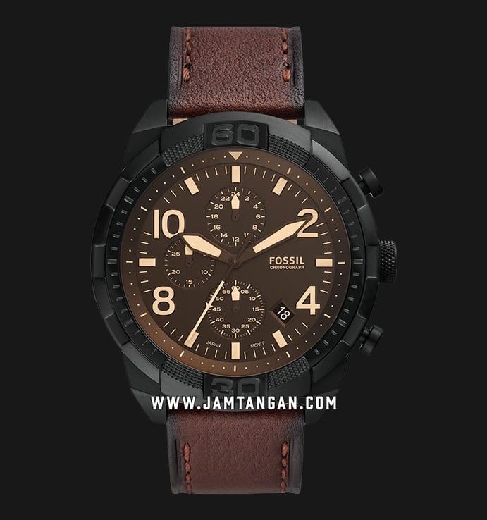 Fossil Bronson FS5875 Chronograph Brown Dial Dark Brown Leather Strap