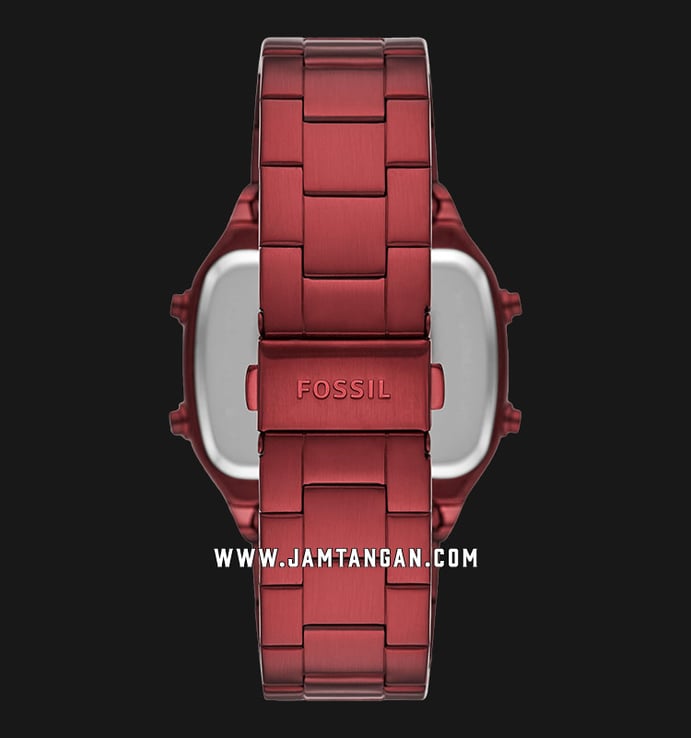 Fossil Retro FS5897 Digital Dial Pomegranate Red Stainless Steel Strap