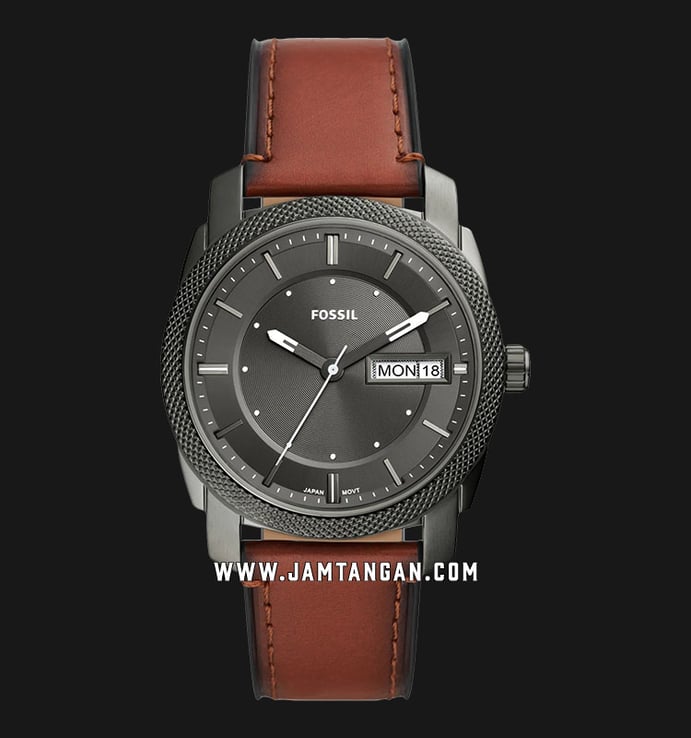 Fossil Machine FS5900 Men Grey Dial Brown Leather Strap