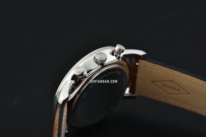 Leather Fossil Dial Brown Chronograph FS5928 Strap Blue Minimalist