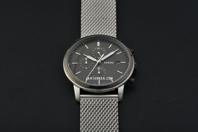 Fossil Minimalist FS5944 Chronograph Grey Dial Stainless Steel Mesh Strap