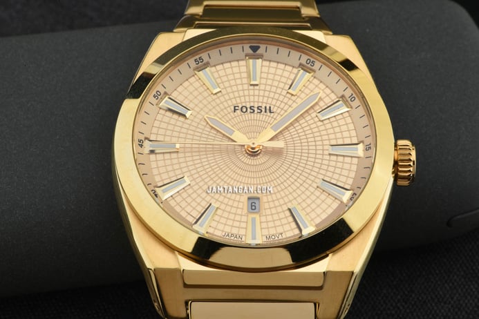 Fossil Everett FS5965 Gold Dial Gold Stainless Steel Strap