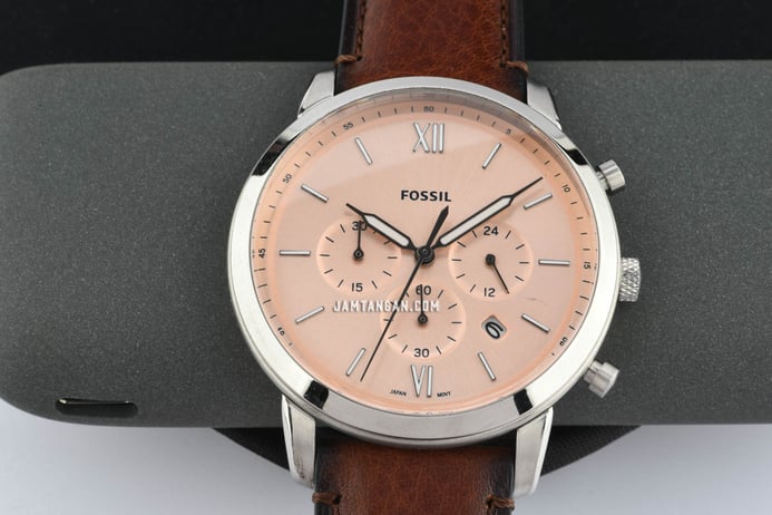 Neutra Strap Gold Dial Chronograph Rose FS5982 Eco Leather Brown Fossil
