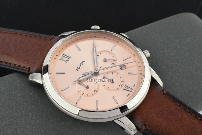 Fossil Neutra FS5982 Chronograph Rose Gold Dial Leather Eco Brown Strap