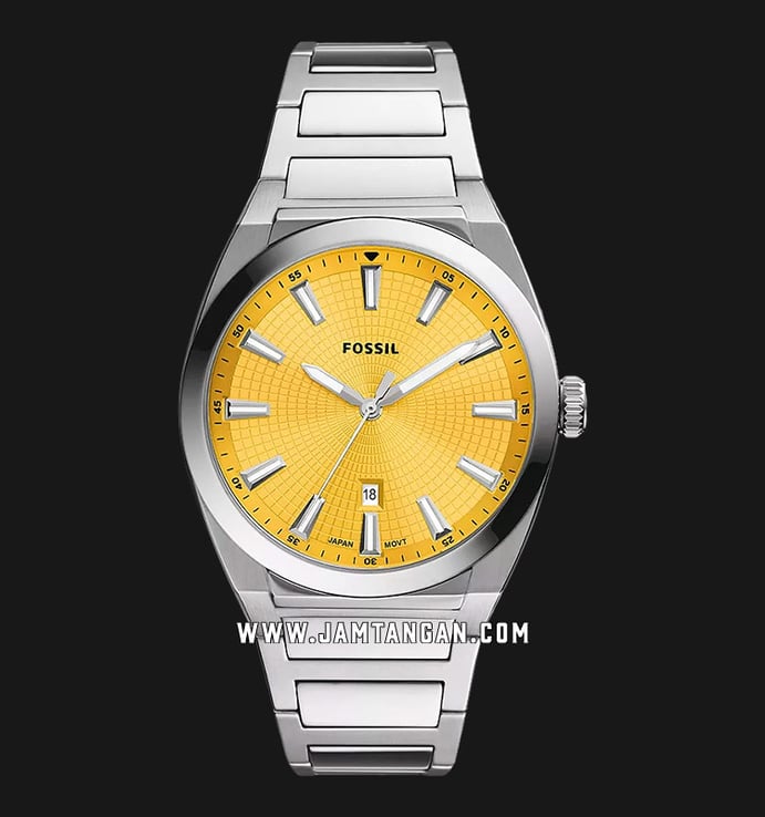 Strap Yellow Dial Steel Fossil Everett FS5985 Stainless