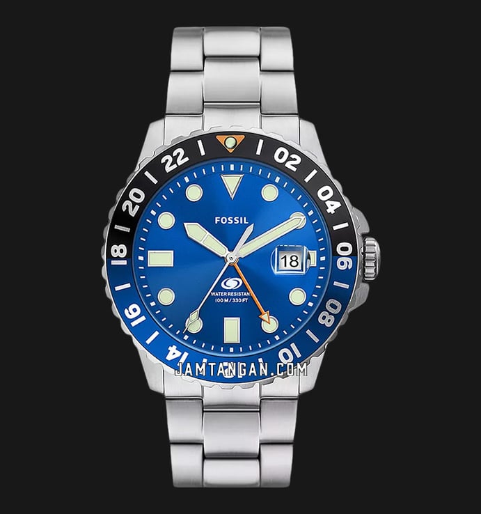Fossil Blue GMT FS5991 Blue Dial Stainless Steel Strap
