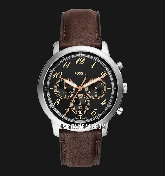 Fossil Neutra FS6024 Chronograph Men Black Dial Brown Leather Strap