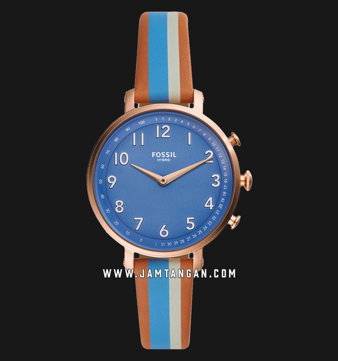 Fossil Q Cameron FTW5050 Hybrid Smartwatch Blue Dial Multicolour Leather Strap