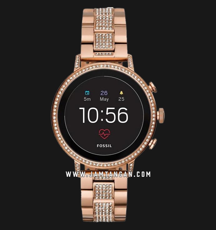 Fossil Q Venture Smartwatch FTW6011 Black Dial Rose Gold Stainless Steel Strap
