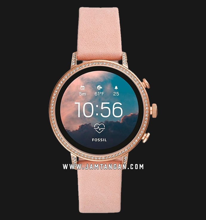 Fossil Q Venture Smartwatch FTW6015 Black Dial Pink Rubber Strap