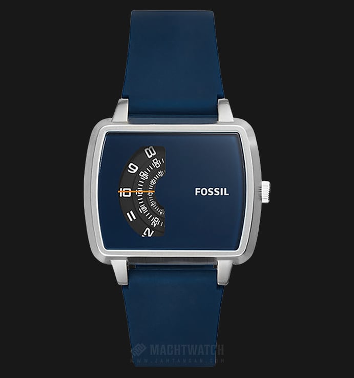 Fossil JR1289 Men The Meter Three-Hand Blue Dial Blue Rubber Strap