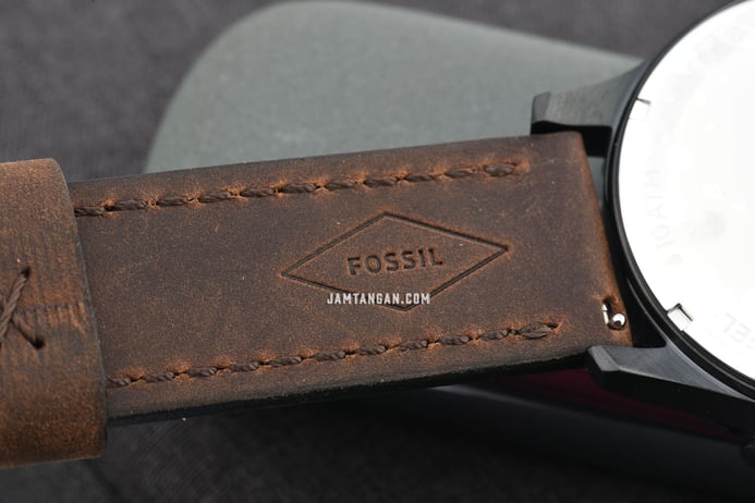 Fossil Nate JR1487 Chronograph Brown Dial Brown Leather Strap