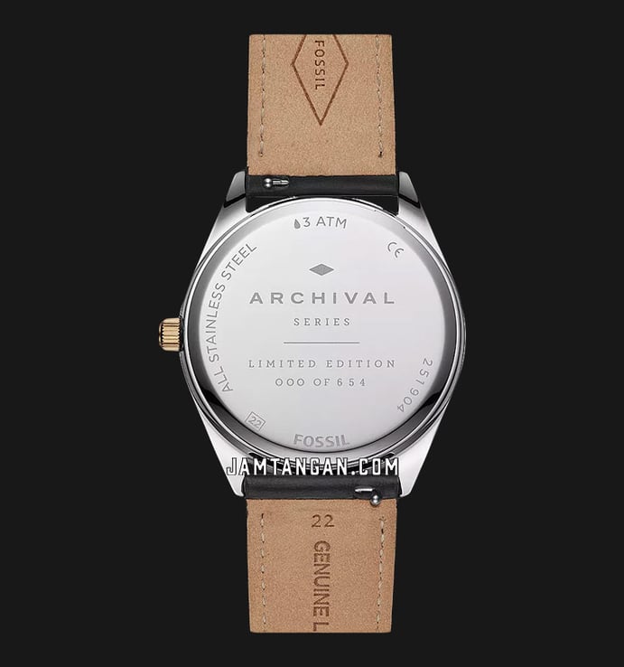 Fossil The Archival Series LE1054 Hologram Multi Color Dial Black Leather Strap Limited Edition