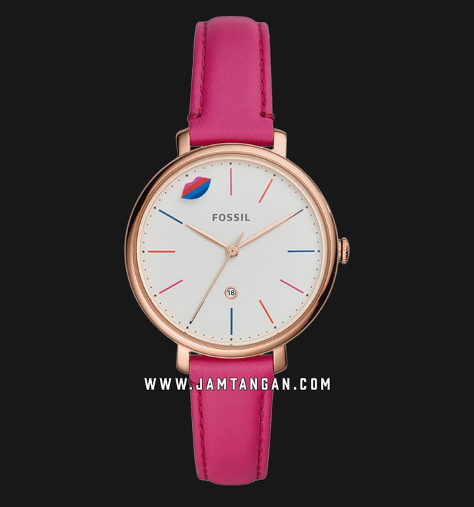 Fossil LE1096 Jacqueline Limited Edition White Dial Hot Pink Leather Strap