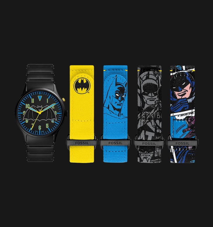 Fossil Batman Legacy LE1129SET Black Dial Black Stainless Steel Strap + Extra Strap Limited Edition
