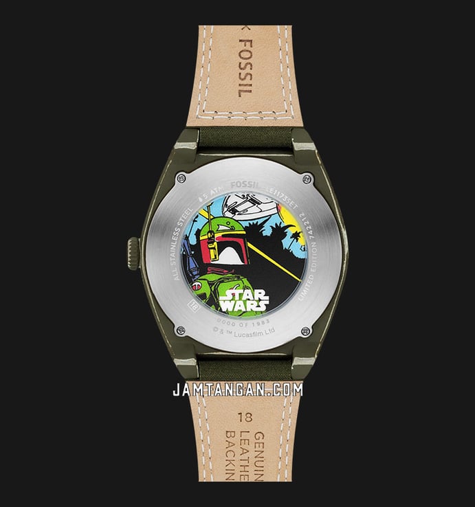 Fossil X Star Wars LE1173SET Boba Fett™ Automatic Olive Ventile Fabric Strap Limited Edition