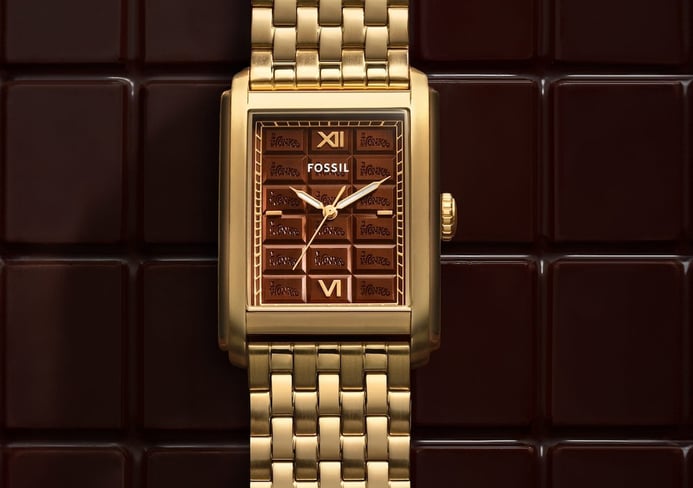 Fossil X Willy Wonka LE1190SET  Brown Dial Gold Stainless Steel Strap + Extra Strap Limited Edition