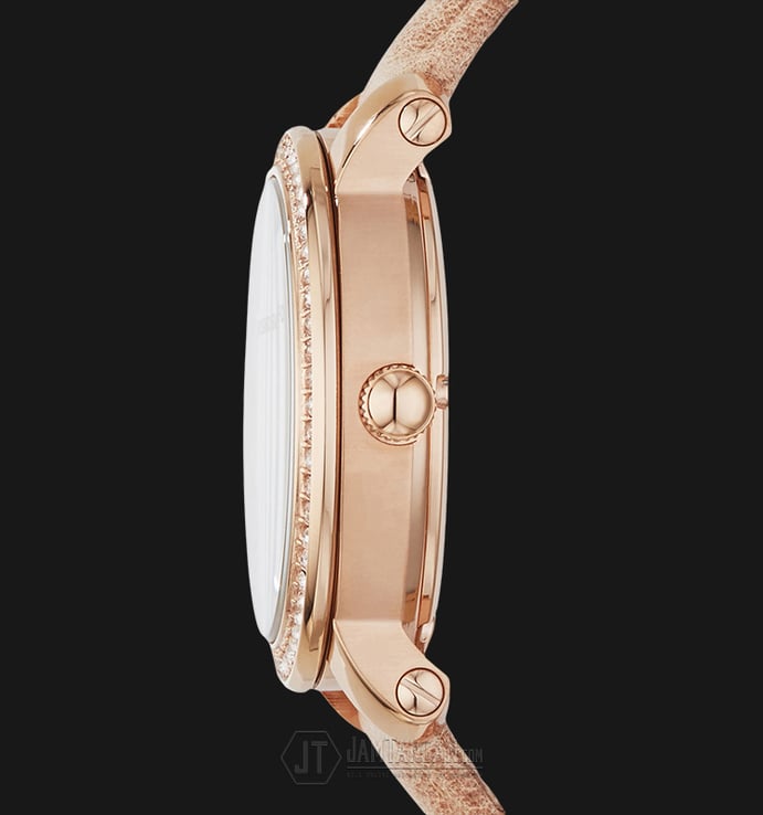 Fossil ME3060 Ladies Curiosity Automatic Rose Gold Skeleton Dial Beige Leather Strap