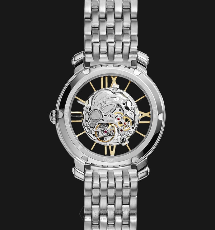 Fossil ME3087 Ladies Curiosity Automatic Skeleton Dial Dual-Tone Stainless Steel Strap