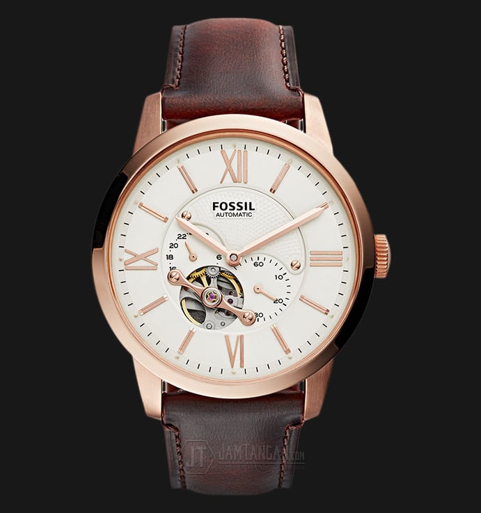 Fossil ME3105 Townsman Beige Dial Brown Leather Strap Watch
