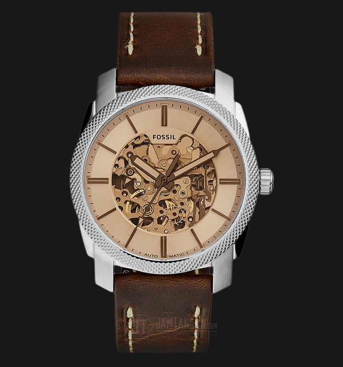 Fossil ME3115 Machine Beige Dial Brown Leather Strap Watch