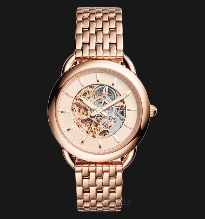 Fossil ME3145 Women Tailor Automatic Skeleton Rose Gold Stainless Steel