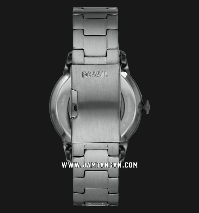 Fossil Townsman ME3172 Automatic Black with Open Heart Dial Smoke Gunmetal Stainless Steel Strap